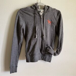 PINK Victoria's Secret Gray Zip jacket Hoodie with orange retro XS